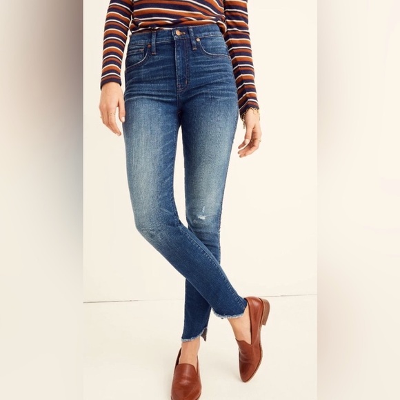 Madewell 10” High Rise Skinny Jeans Eardley Medium Blue Wash - Picture 8 of 9